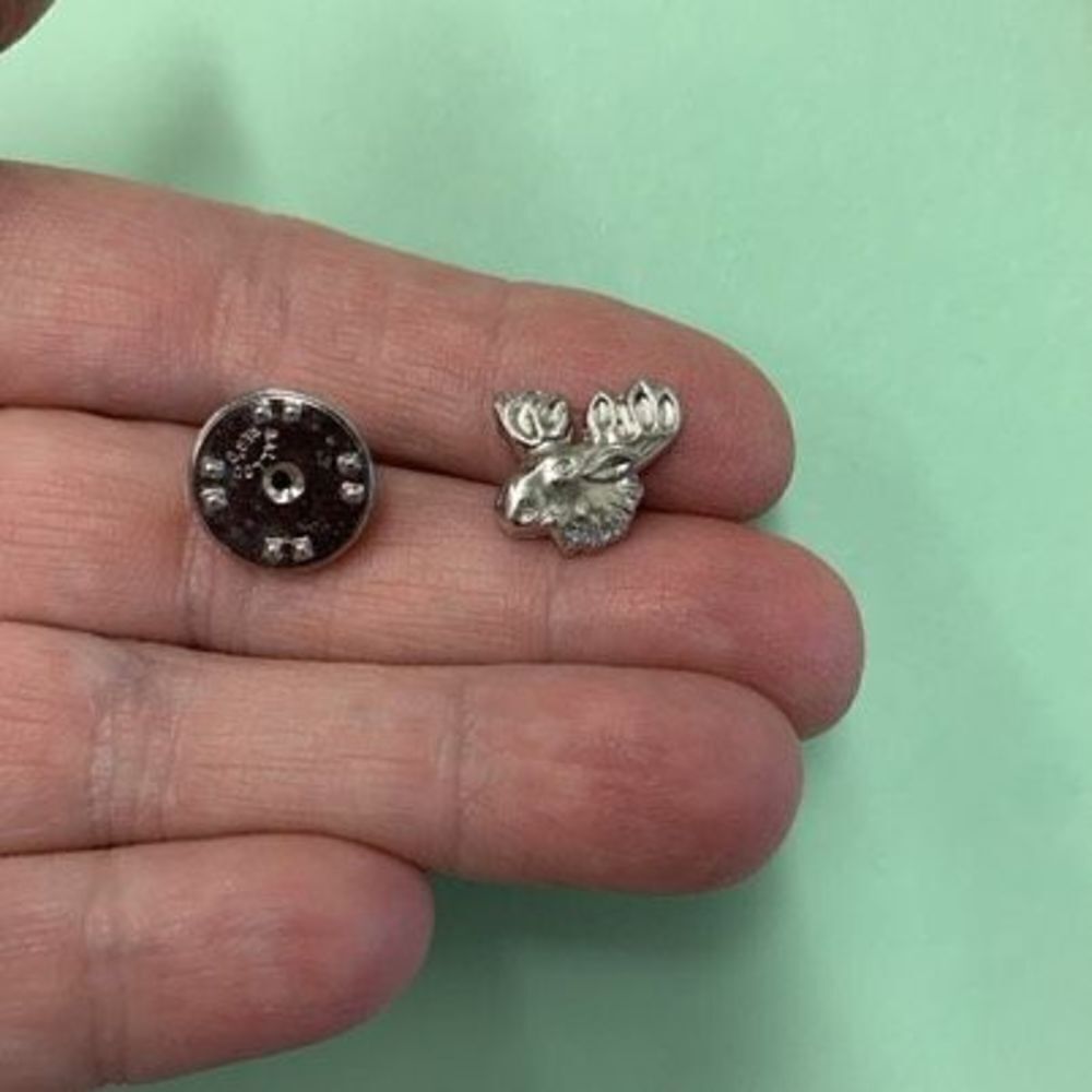 Moose Lodge Moose Head Silver Color Lapel Pin - Picture 3 of 5